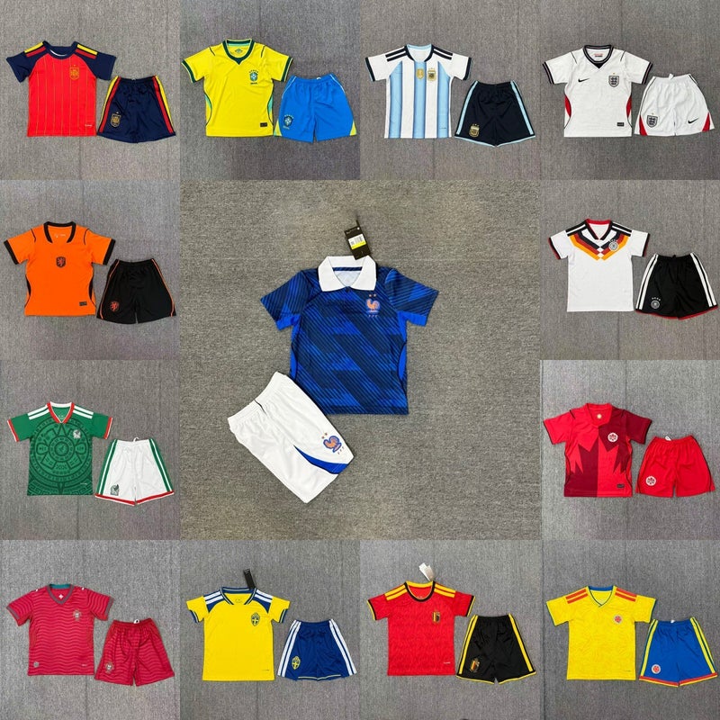 2026 World Cup Jerseys Children''s Clothing Brazil Argentina France Spain England Netherlands Belgium Football Uniforms - Image 2