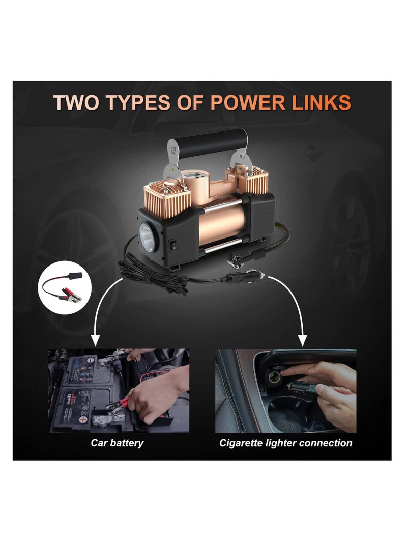 بروتون منفاخ الإطارات ضاغط هواء محمول، 150 رطل لكل بوصة مربعة 12 فولت تيار مستمر مضخة هواء معدنية ذات أسطوانات مزدوجة مع مقياس رقمي/أضواء LED/إيقاف تلقائي - Image 4