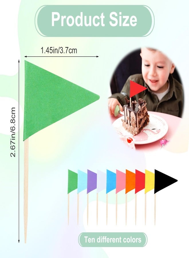AOZUO 100pcs Triangle Flags Toothpicks, Colorful Toothpick Flag for Food, Blank Cupcake Topper Sticks for Cupcakes Desserts Fruit Platters Cheese Diy Cakes Shops Restaurants Wedding Birthday Banquets - Image 4