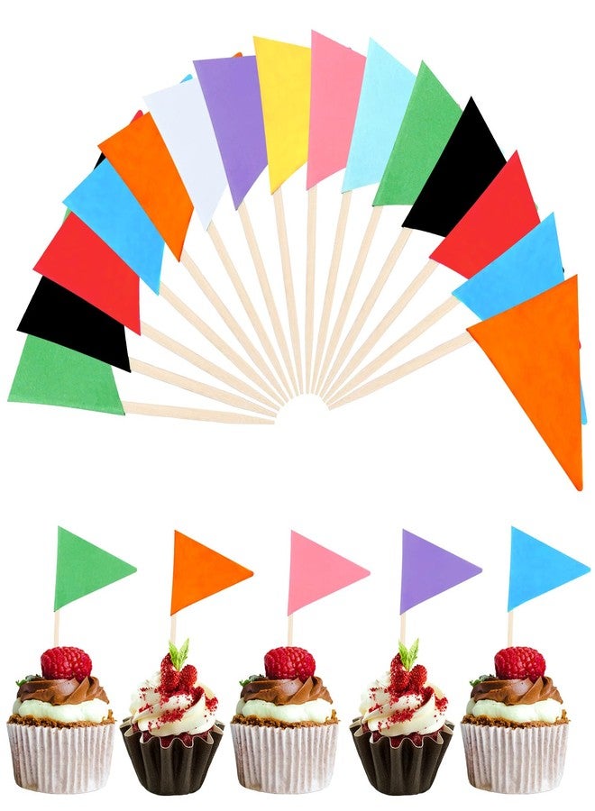 AOZUO 100pcs Triangle Flags Toothpicks, Colorful Toothpick Flag for Food, Blank Cupcake Topper Sticks for Cupcakes Desserts Fruit Platters Cheese Diy Cakes Shops Restaurants Wedding Birthday Banquets - Image 1