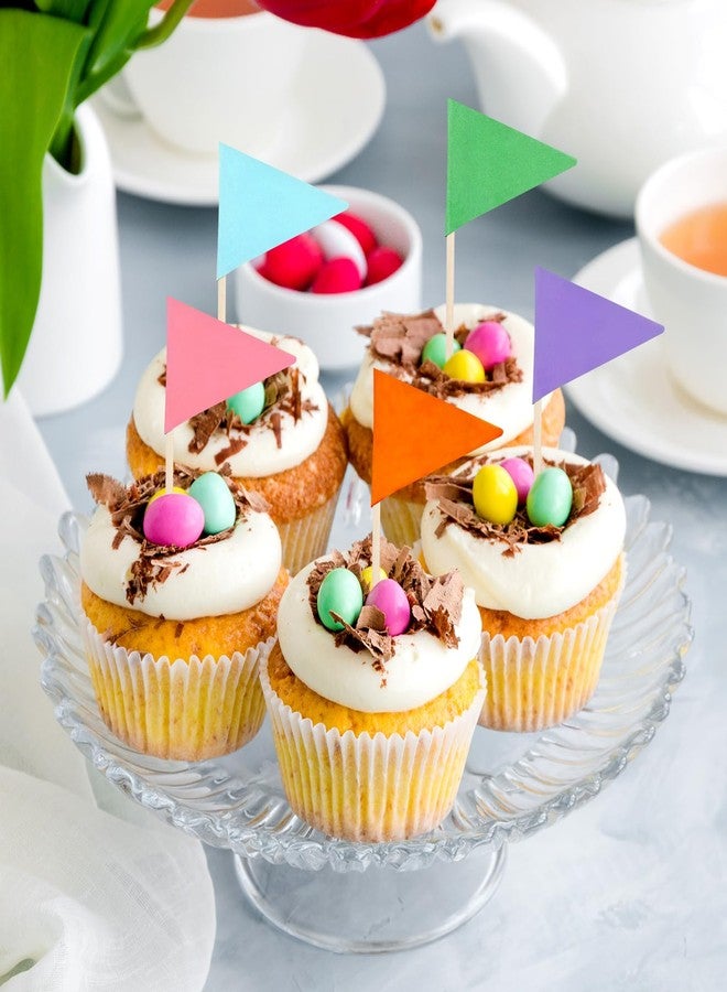 AOZUO 100pcs Triangle Flags Toothpicks, Colorful Toothpick Flag for Food, Blank Cupcake Topper Sticks for Cupcakes Desserts Fruit Platters Cheese Diy Cakes Shops Restaurants Wedding Birthday Banquets - Image 5