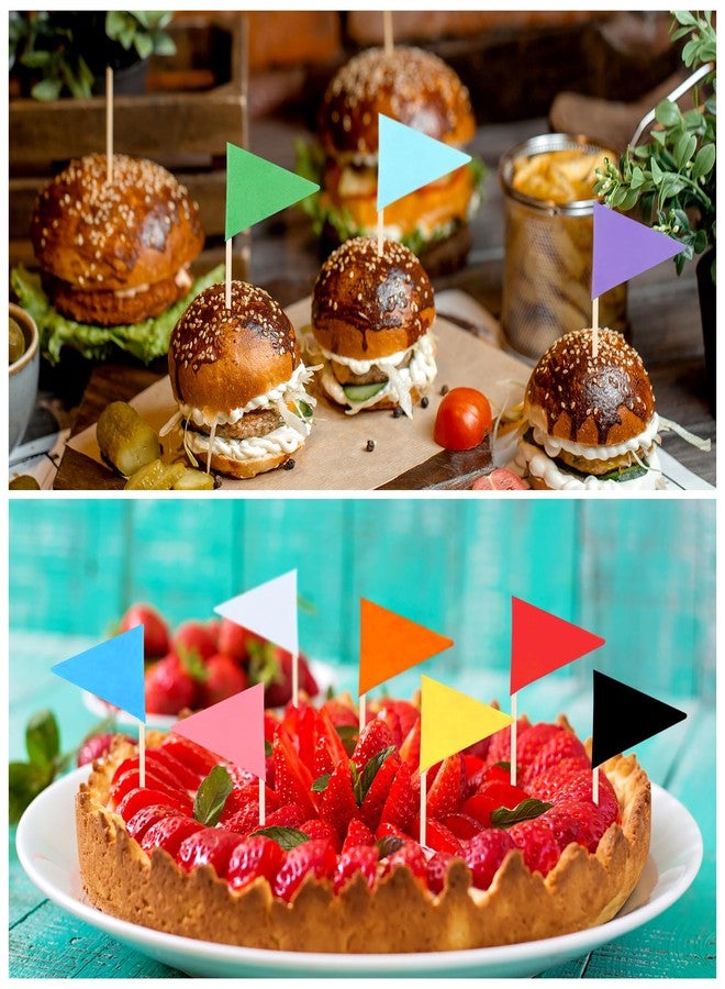 AOZUO 100pcs Triangle Flags Toothpicks, Colorful Toothpick Flag for Food, Blank Cupcake Topper Sticks for Cupcakes Desserts Fruit Platters Cheese Diy Cakes Shops Restaurants Wedding Birthday Banquets - Image 2