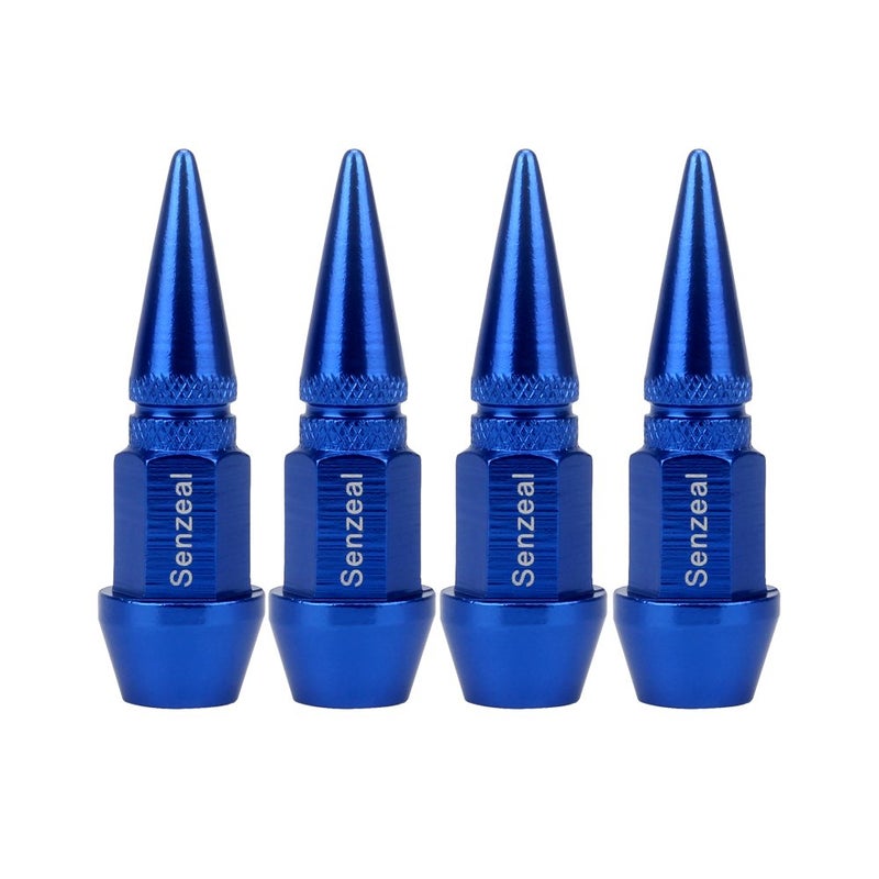 Senzeal 4X Long Impale Spiked Aluminum Car Truck Bike Wheel Tire Caps Air Dust Cover Blue