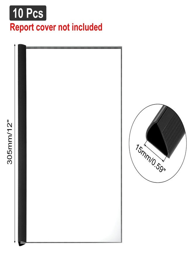 باتيكيل مجموعة باتيكيل من 10 قطع من قضبان التجليد، قضبان تجليد 15 مم، مسكة منزلقة، سعة 120 ورقة، مقاس A4، مجلد تقارير مثلث الشكل، مناسب لغلاف التقارير والسيرة الذاتية، أسود - Image 2