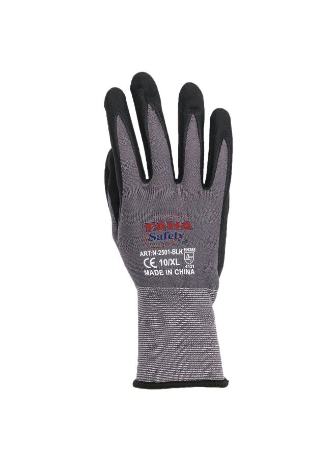 TAHA SAFETY - TAHA SAFETY N2501 Microfoam Safety Gloves -  High Grip for Industrial Use, Lightweight, Flexible, Ideal for General Hand Protection | PACK OF 2 PAIRS - Image 1