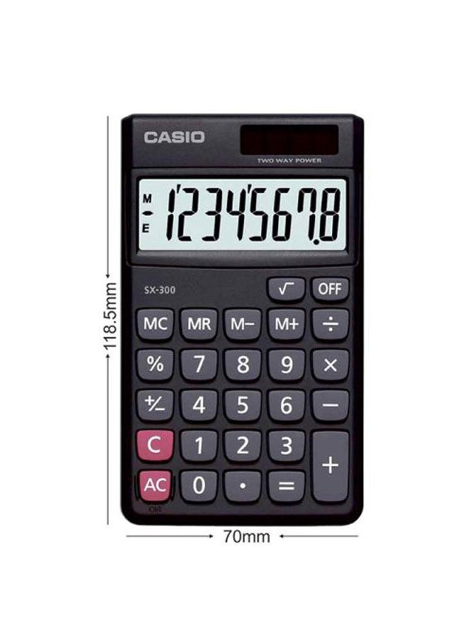 كاسيو آلة حاسبة أساسية بشاشة سعة 8 أرقام طراز SX-300 أسود - Image 3