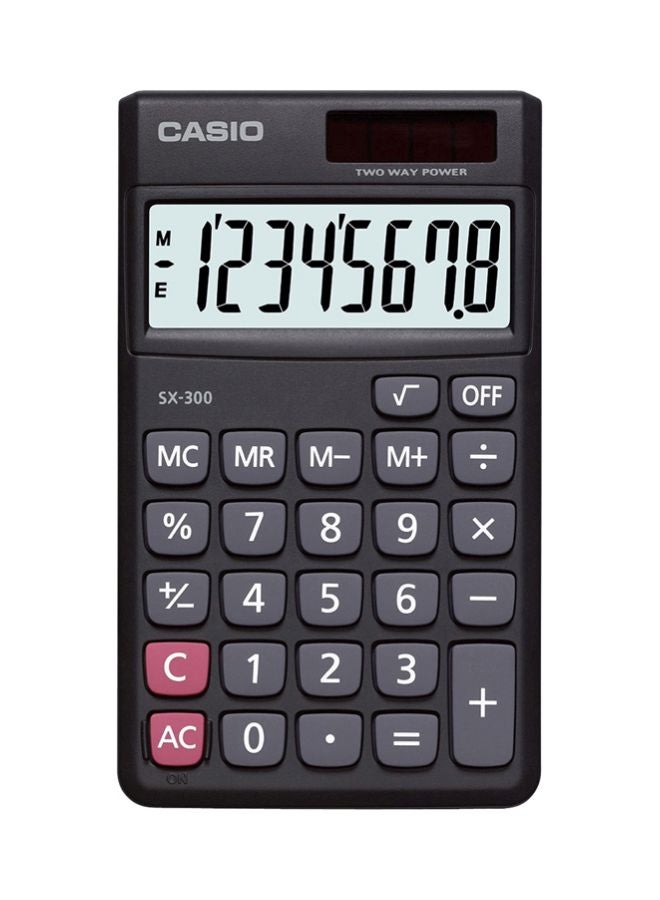 كاسيو آلة حاسبة أساسية بشاشة سعة 8 أرقام طراز SX-300 أسود - Image 1