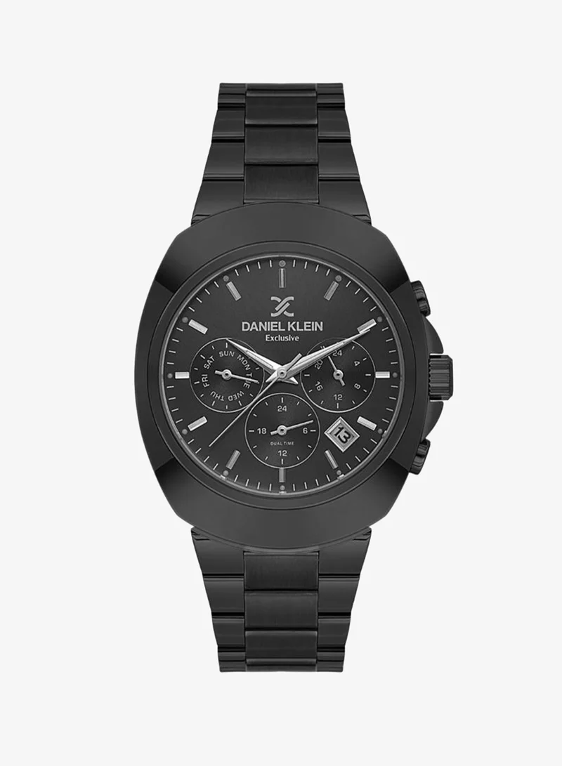 DANIEL KLEIN Men's Stainless Steel Black Brass Case Analog Black Round Sunray Dial Japanese Quartz Exclusive 50 Meters Water Resistant