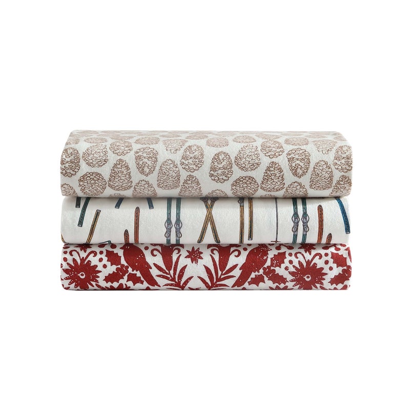 Eddie Bauer 3 Pc Flannel Sheets Twin Size - 100% Cotton Breathable & Soft Twin Sheets Set (1 Flat, 1 Flannel Fitted Sheet & 1 Pillowcase) - 12" Deep Pocket All Seasons Sheet Set (Arcadia Red) - Image 5