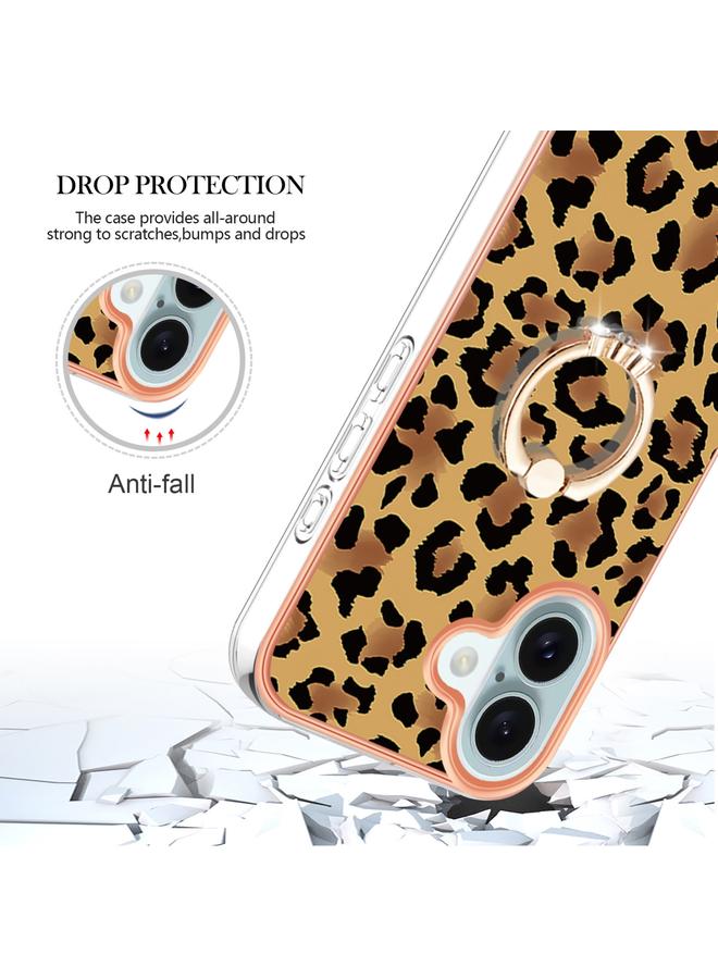 S-TOP Case For iPhone 16 Plus Electroplating Dual-side IMD Phone Case with Ring Holder - Image 4