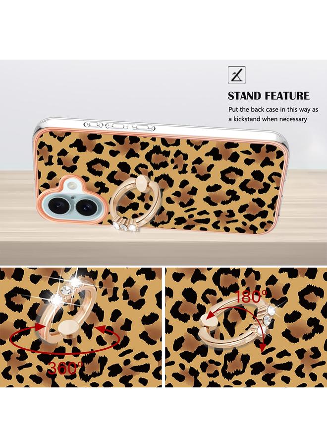 S-TOP Case For iPhone 16 Plus Electroplating Dual-side IMD Phone Case with Ring Holder - Image 3