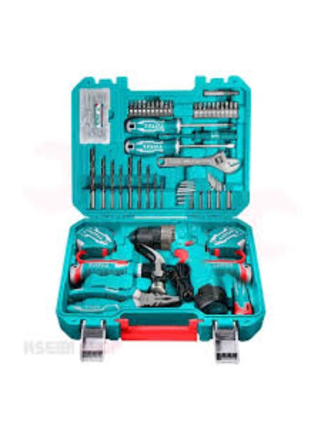 TOTAL 129-Piece Tool Kit with 12V Cordless Drill - Image 1