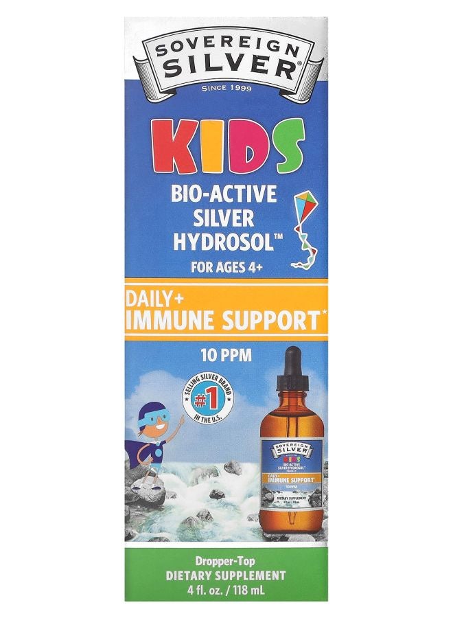 Sovereign Silver Kids Bio-Active Silver Hydrosol Daily+ Immune Support Ages 4+ 16 mcg 4 fl oz (118 ml) (10 PPM per 1.6 ml)