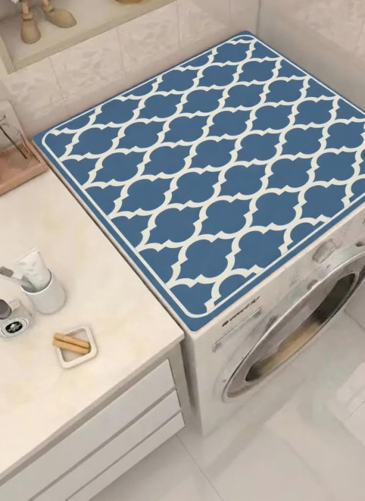 Home-Cloud Homecloud Non-Slip Washing Machine Mat – Durable Waterproof Protective Cover for Washer & Dryer, Dust-Resistant Mat Ideal for Laundry Room & Kitchen Appliances (Blue) - Image 1