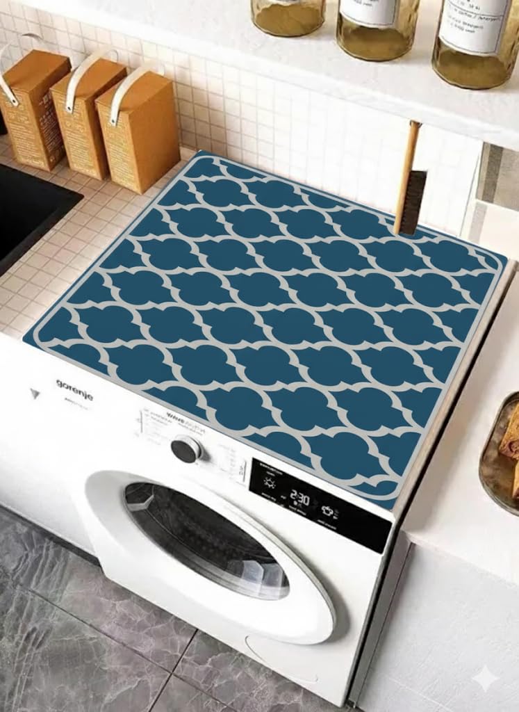 Home-Cloud Homecloud Non-Slip Washing Machine Mat – Durable Waterproof Protective Cover for Washer & Dryer, Dust-Resistant Mat Ideal for Laundry Room & Kitchen Appliances (Blue) - Image 2