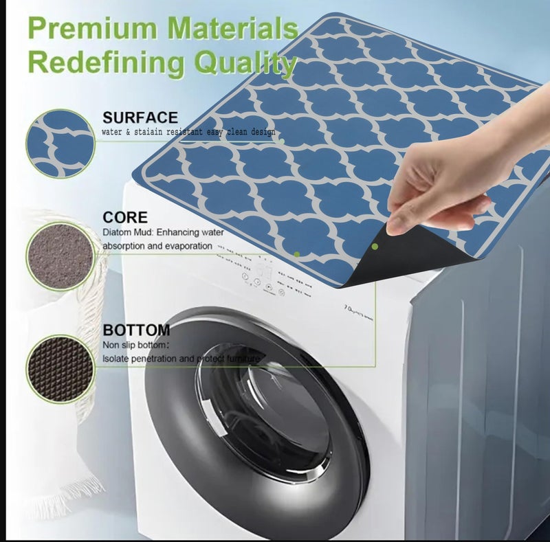 Home-Cloud Homecloud Non-Slip Washing Machine Mat – Durable Waterproof Protective Cover for Washer & Dryer, Dust-Resistant Mat Ideal for Laundry Room & Kitchen Appliances (Blue) - Image 4