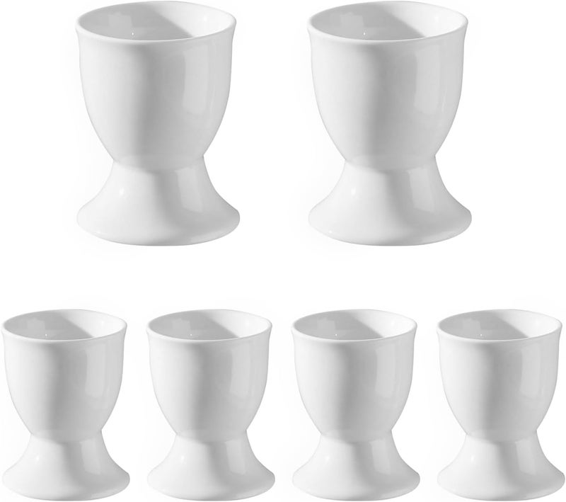 SumitlEyao 6pcs Ceramic Egg Cups, Porcelain Egg Stand Holders, for Party Table Decoration Home Breakfast Cooking, Microwave Oven Safe, White - Image 1