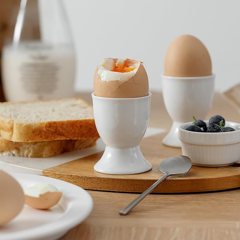 SumitlEyao 6pcs Ceramic Egg Cups, Porcelain Egg Stand Holders, for Party Table Decoration Home Breakfast Cooking, Microwave Oven Safe, White - Image 5