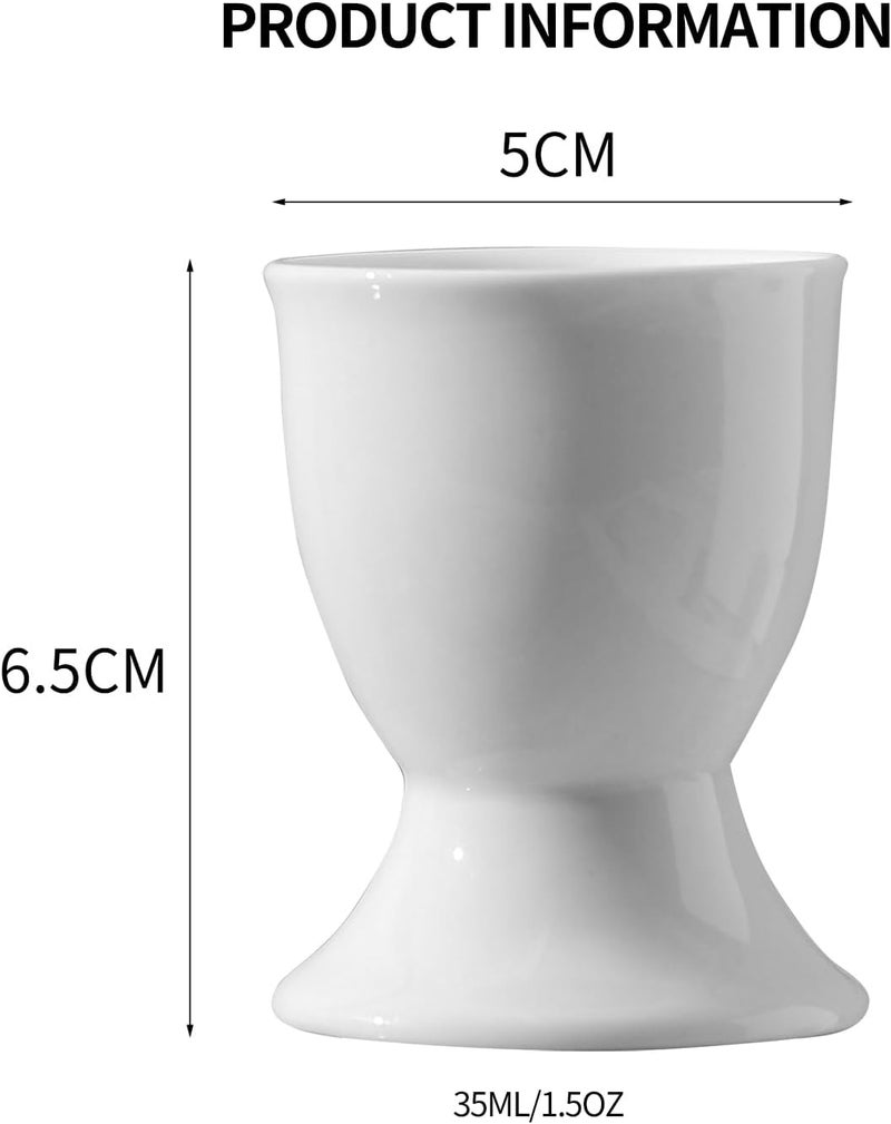 SumitlEyao 6pcs Ceramic Egg Cups, Porcelain Egg Stand Holders, for Party Table Decoration Home Breakfast Cooking, Microwave Oven Safe, White - Image 3
