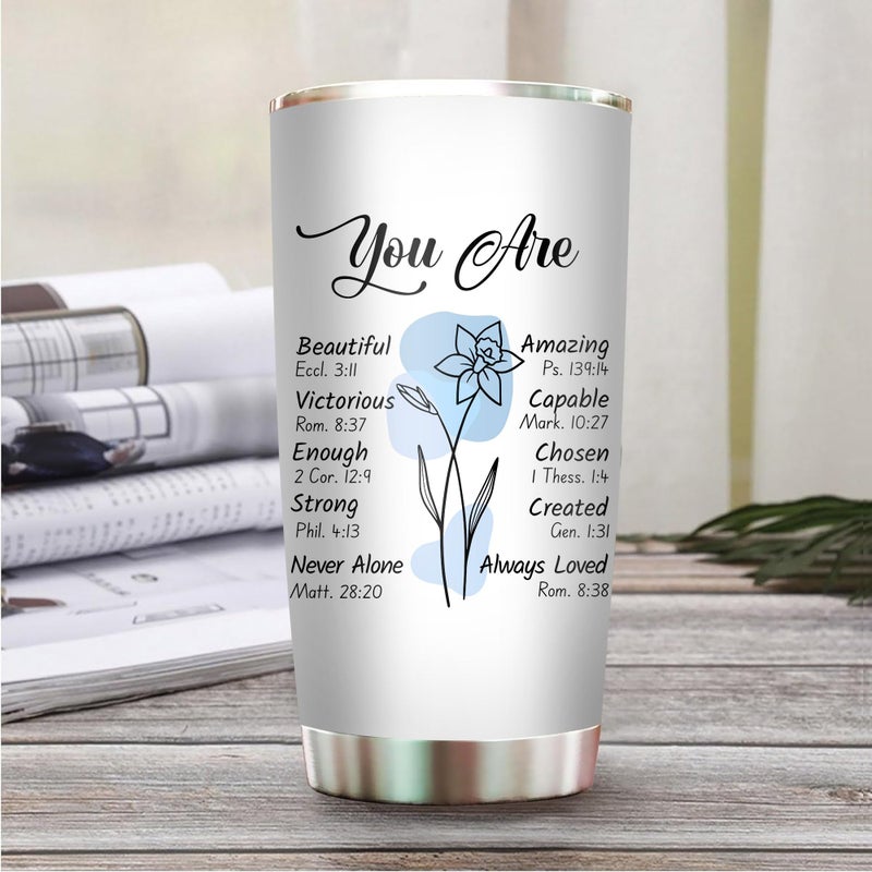 2IMT Christian Gifts for Women Faith - Christian Tumblers for Women Bible Gifts - Christian Tumbler Religious Gifts Spiritual Encouragement Inspirational Gifts for Women Stainless Steel Tumbler 20oz-White - Image 2