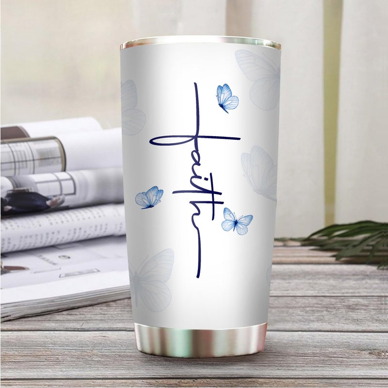 2IMT Christian Gifts for Women Faith - Christian Tumblers for Women Bible Gifts - Christian Tumbler Religious Gifts Spiritual Encouragement Inspirational Gifts for Women Stainless Steel Tumbler 20oz-White - Image 1