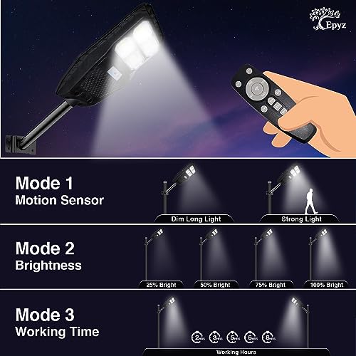 Epyz Plastic 50Watt Solar Street Light Outdoor Waterproof with Remote 196 LEDs Motion Sensor Light and Dusk to Dawn for Garden,Street,Lawn [ with Out Pole ] [ Pack of 1,Cold White ] - Image 5