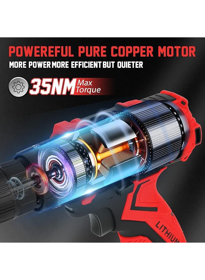 إيروريكس طقم مثقاب لاسلكي مكون من 67 قطعة، مجموعة مثقاب 12 فولت، بطارية ليثيوم أيون، أقصى عزم دوران 280 رطل، 3/8 بوصة، ظرف بدون مفتاح، 25+1، قابض معدني ومثقاب كهربائي مدمج LED للاستخدام المنزلي - Image 2