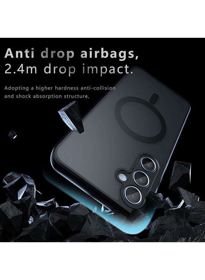 Generic Magnetic Case for Samsung Galaxy A55 5G 6.6-Inch, Frosted Translucent Back Protective Slim Phone Cover, Anti-Fingerprints,Anti-Fall Drop Protection,Shockproof Case for Samsung Galaxy A55 5G (Black)  - Image 2
