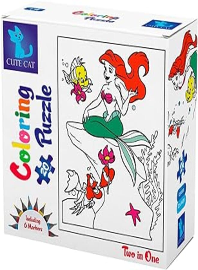CUTE CAT Little mermaid - coloring 2 in 1