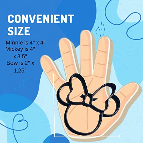 Heart's Treasure MOUSE COOKIE CUTTERS. Inspired By Mickey Head and Minnie Mouse Face Cartoon Characters with Red Hair Bow Cookie Cutters Made in USA (3 Pack) - Image 2