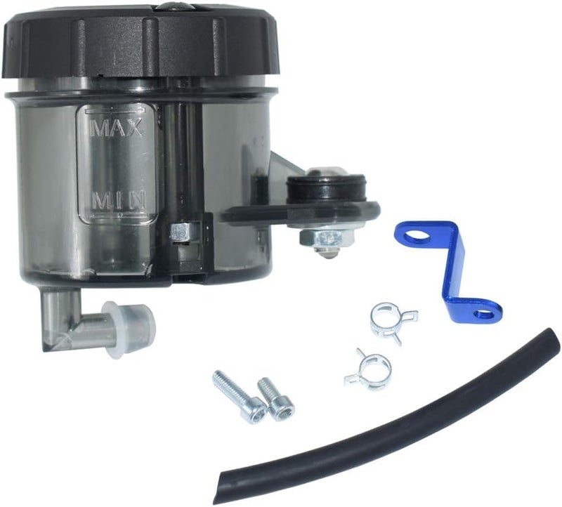 TRP Traders ® Universal Motorcycle Brake Clutch Reservoir Cup Fluid Bottle Oil Reservoir Tank Cup with Bracket Oil Tube Clamps - Image 1