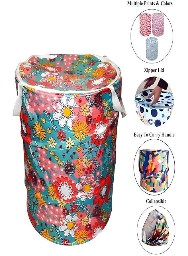 Oblivion Round Foldable Laundry Bag for Clothes with Lid Zip Closure and Carry Handle |Laundry Hamper Cloth Basket|Pop up Laundry Hamper|Portable Laundry Bag Multi Color - Image 2