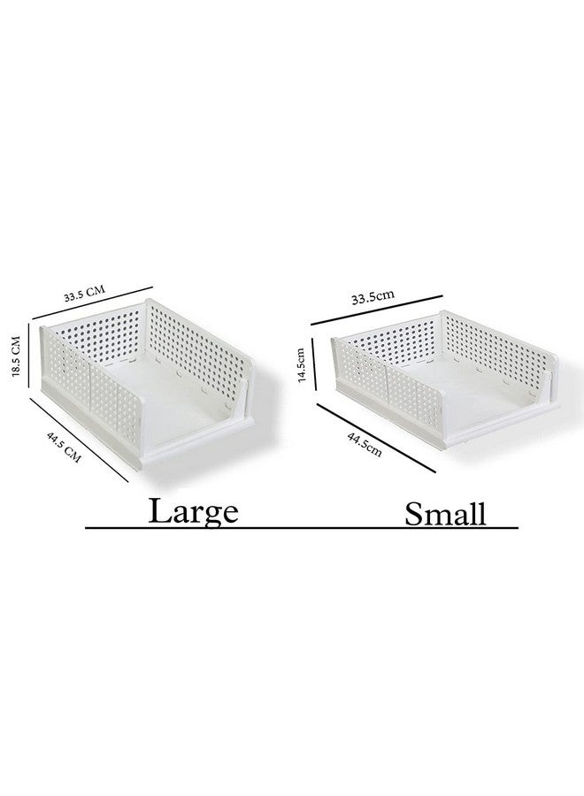 JEYANG Stackable Wardrobe Organizer for Clothes - Multipurpose Foldable Plastic Closet Storage Cupboard for Home Kitchen, Bedroom (Pack of 4, White) - Image 3