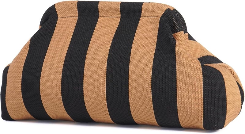 Kawn® Women’s Striped Crochet Clutch Purse | Woven Handcrafted Shoulder Handbag | Kiss-Lock Dumpling Style Evening Clutch for Daily Use & Outings - Image 1