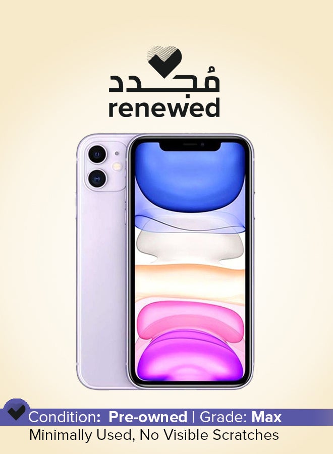 ابل  مُجدد - هاتف آيفون 11 بذاكرة داخلية سعة 64 جيجابايت ويدعم تقنية 4G LTE (إصدار 2020 - عبوة رفيعة) وبلون بنفسجي - النسخة العالمية - Image 1
