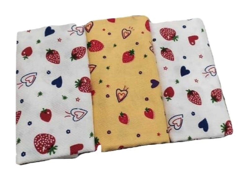 bath towels Men and Women's Khadi Cotton Berry Printed Bath Towel (60"x 30" inches/150" x 75" cm- Large Size , SAAA37)- Pack of 4 - Image 2