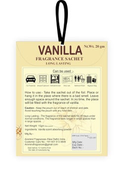 AROMIND AROMIND Vanilla Fragrance Sachet Set of 6 Long Lasting Air Freshener Pouch for Car Wardrobe Kitchen Bathroom Clothes Drawer and Travel Bag Each Sachets 20gm Multi Use Fragrance Pouch  - Image 4
