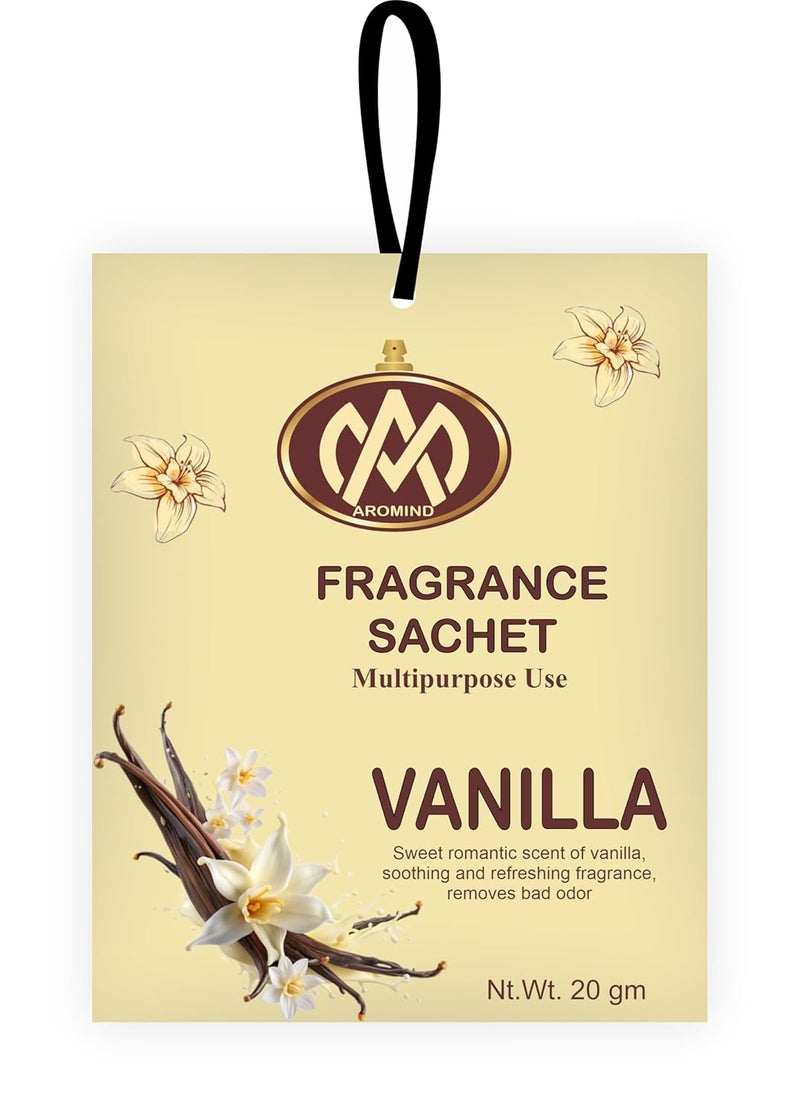 AROMIND AROMIND Vanilla Fragrance Sachet Set of 6 Long Lasting Air Freshener Pouch for Car Wardrobe Kitchen Bathroom Clothes Drawer and Travel Bag Each Sachets 20gm Multi Use Fragrance Pouch  - Image 5