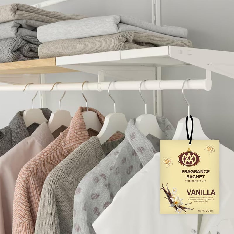 AROMIND AROMIND Vanilla Fragrance Sachet Set of 6 Long Lasting Air Freshener Pouch for Car Wardrobe Kitchen Bathroom Clothes Drawer and Travel Bag Each Sachets 20gm Multi Use Fragrance Pouch  - Image 3