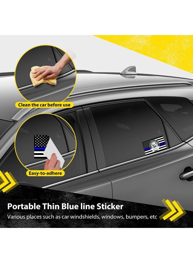 Lnyelxa 5PCS Thin Blue line Sticker Code 4, American Flag Thin Blue Line Car Decal, Police Support Stickers, for Cars Trucks Window Laptop Waterproof Decals - Image 3