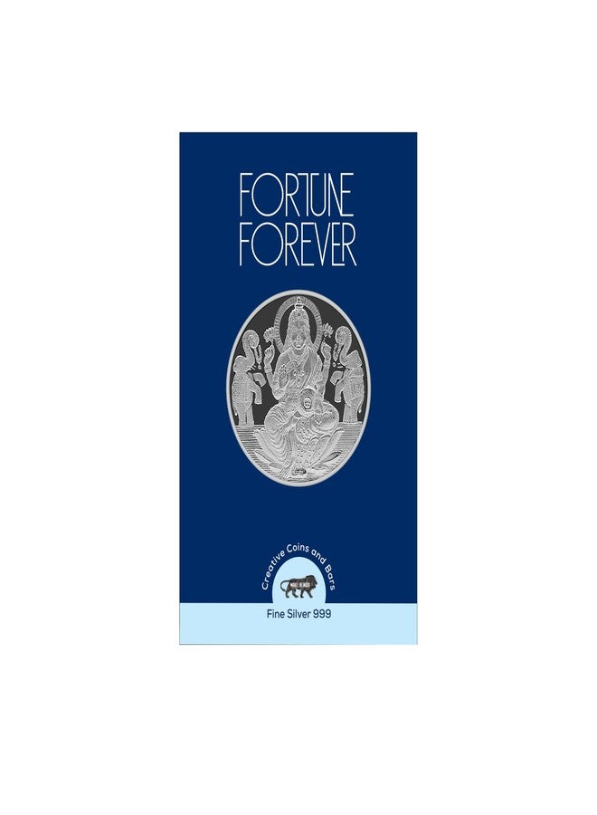FORTUNE FOREVER عملة فضية نقية من فورتشن فور إيفر، وزنها 5 غرامات، تحمل علامة لاكشمي/لاكشميجي BIS، دائرية الشكل، مع بطاقة تغليف، مثالية كهدية أو استثمار أو في ديوالي أو دانتيراس (نقاء 999) (5 غرامات من الفضة). - Image 1