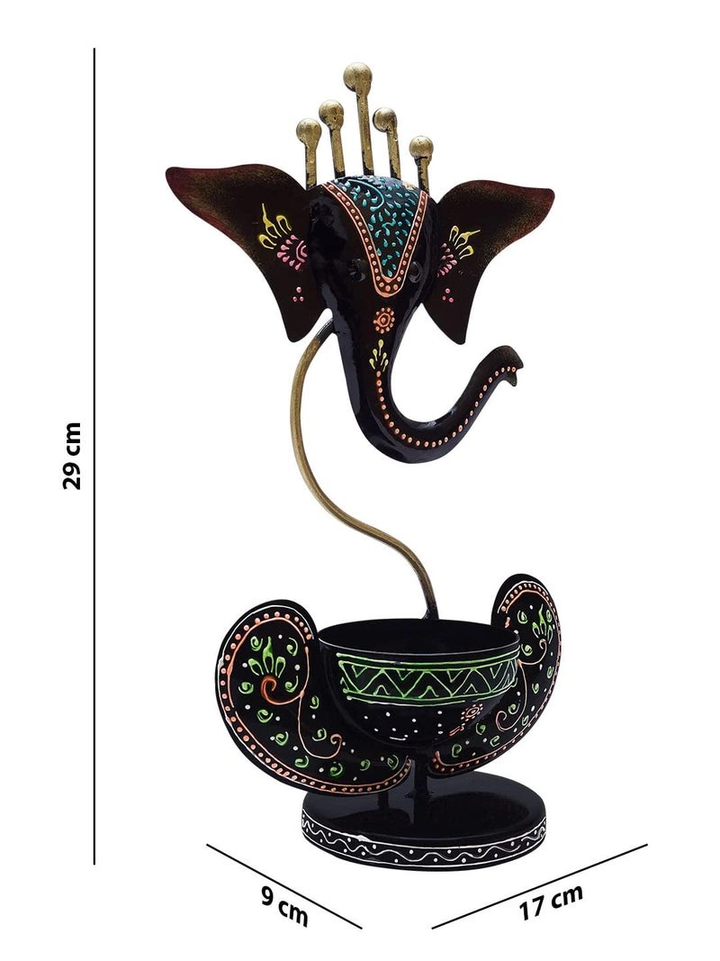 RDK SON'S RDK SONS Metal Ganesha Candle Holder for Decoration Tealight Candle Holder Diwali Decorative Candle Stand for Home Decor Gift Black - Image 3