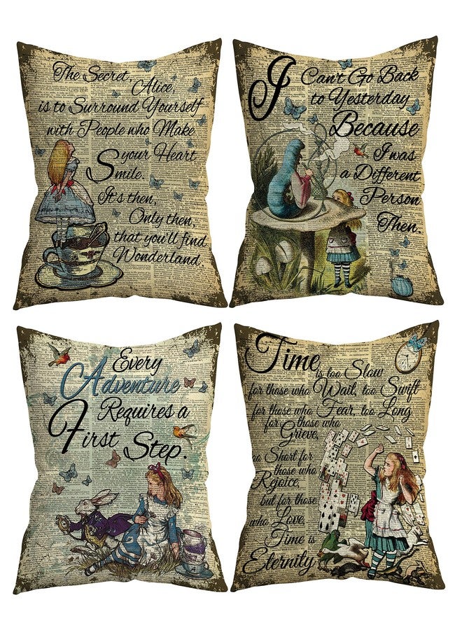 Giosve 18x18 in Set of 4 Decorative Pillowcase Vintage Art Inspirational Quotes Throw Pillow Cover Gifts for Girls Room Couch Sofa Decor, Daughter Gift - Image 1
