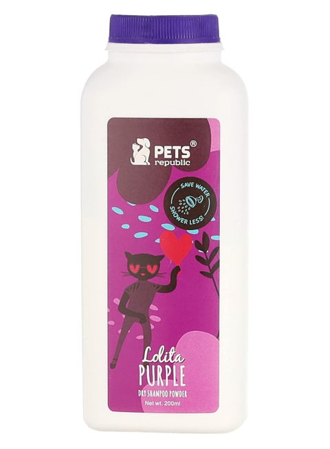 شامبو جاف من بيتس ريبابليك مع لوليتا بيربل – ينعش وينظف فراء حيوانك الأليف على الفور 200 جم