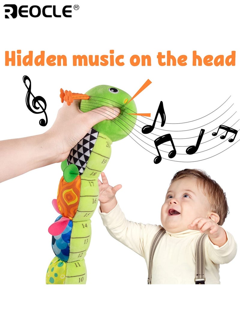 REOCLE Baby's Musical Caterpillar Toy with Crinkle Sound and Rattle Feature Soft Stuffed Animal with Sensory Textures for Tummy Time Play - Image 2