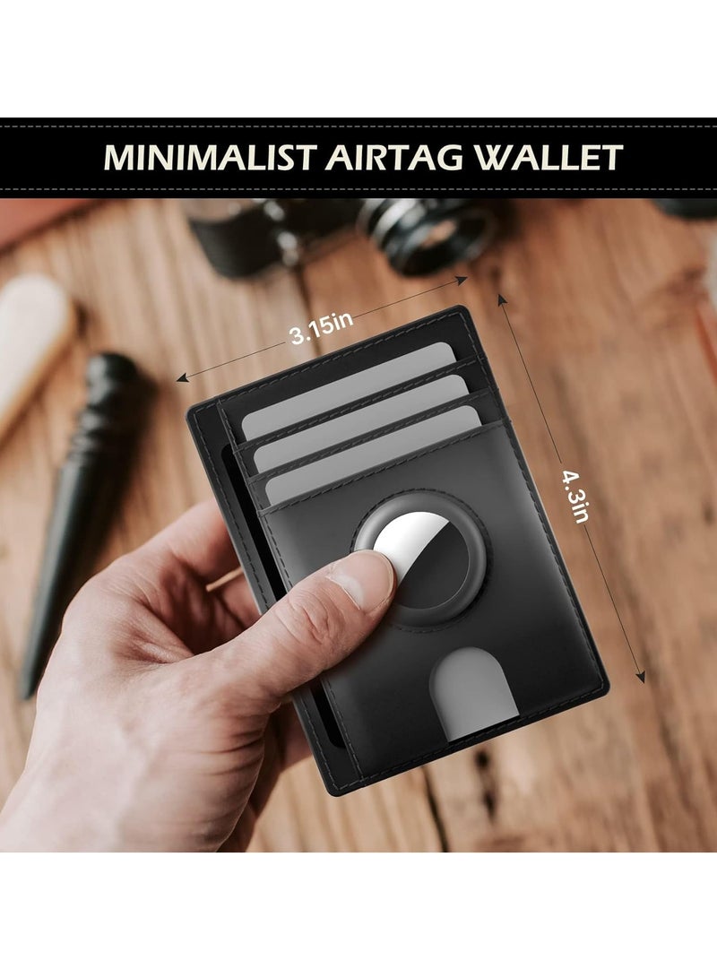 SOLARAE Leather AirTag Wallet, Sleek RFID Blocking Men's & Women's Wallet - Holds AirTag (Not Included) - Thin, Stylish Design for Front Pocket - Image 3