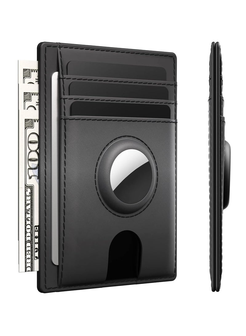 SOLARAE Leather AirTag Wallet, Sleek RFID Blocking Men's & Women's Wallet - Holds AirTag (Not Included) - Thin, Stylish Design for Front Pocket - Image 1