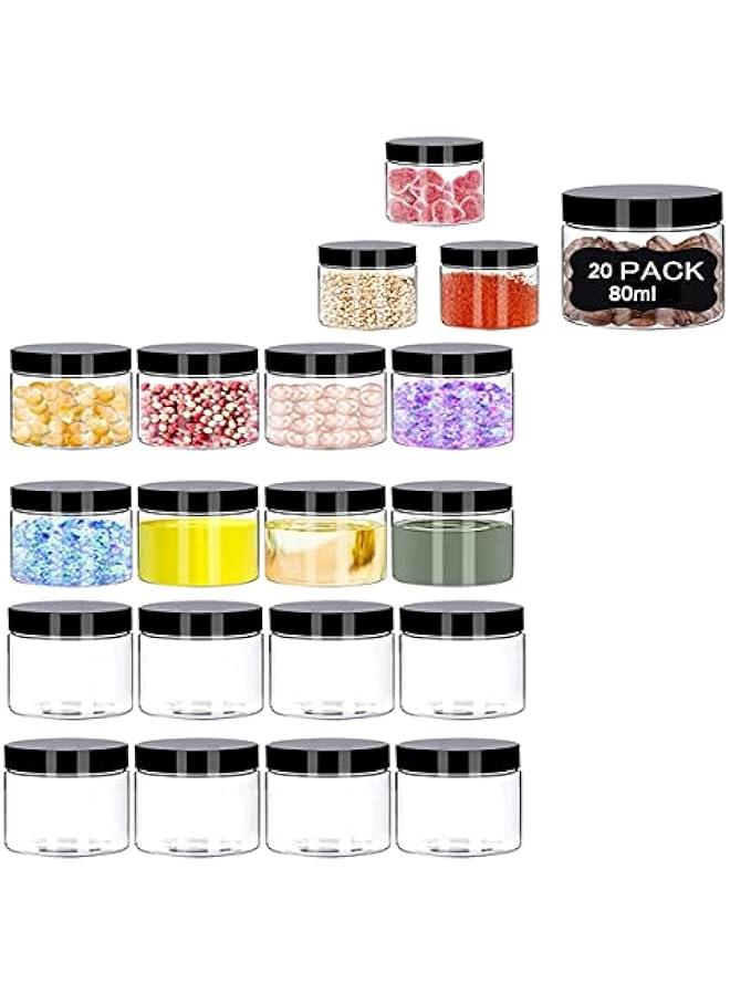 BWSJ Leakproof Clear Cosmetic Jars with Lids for Lotions Ointments Makeup Travel Storage  20 Samples 80ML - Image 1