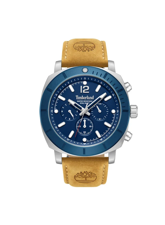 Timberland Pyperville Blue Dial Leather Strap Chronograph Watch for Men, 46mm