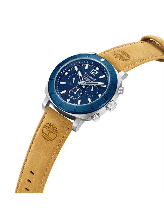 Timberland Pyperville Blue Dial Leather Strap Chronograph Watch for Men, 46mm